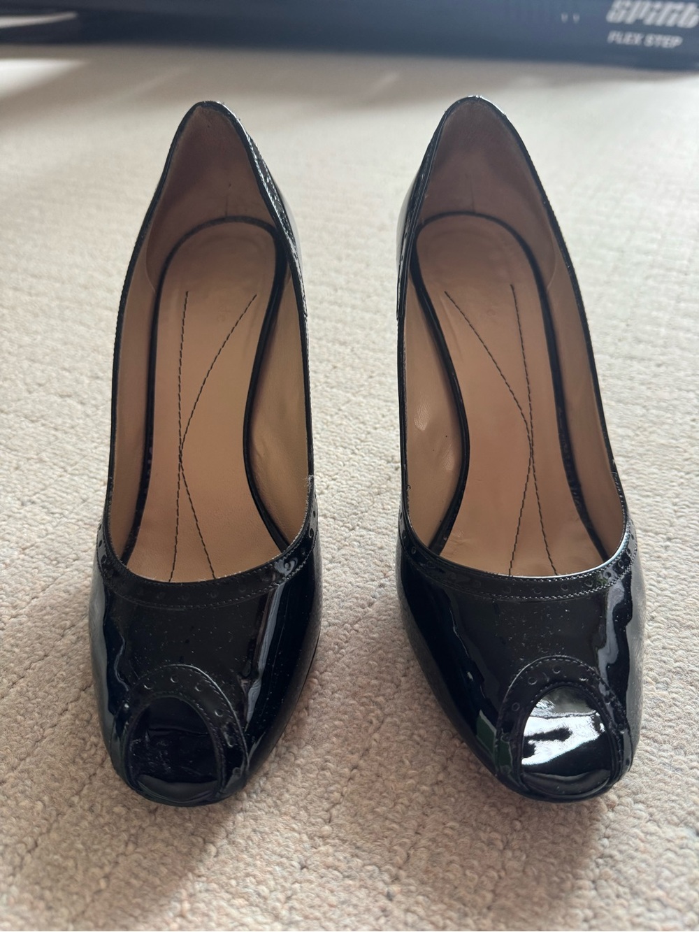 Kate Spade New York "Giselle" Black Patent Leather Peep-Toe Pumps - Size 8.5